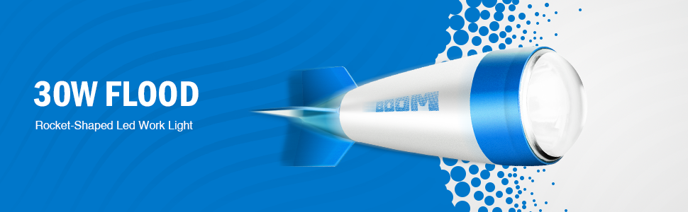 New Design 30W Flood Rocket-Shaped Boom Work Light