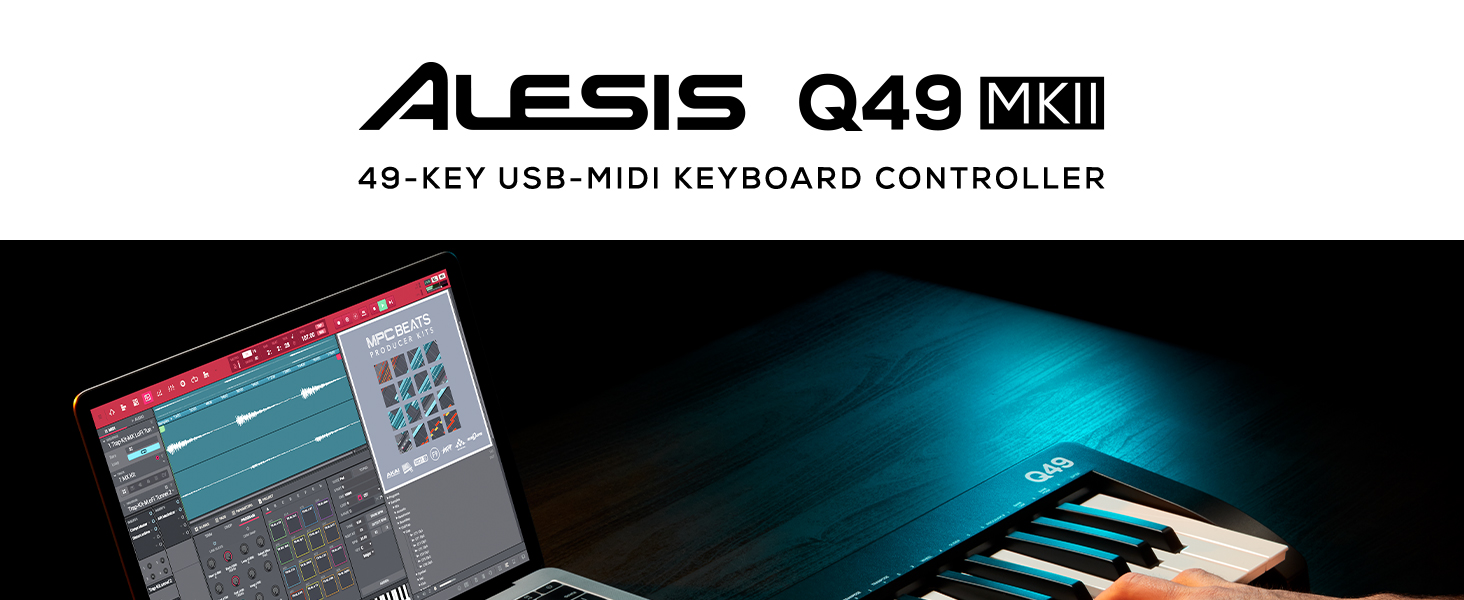 Alesis Q49 MKII 49 Key USB MIDI Keyboard Controller with full size