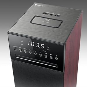 Muse M-1350 DWTC Bluetooth Lautsprecher Tower mit Subwoofer holz