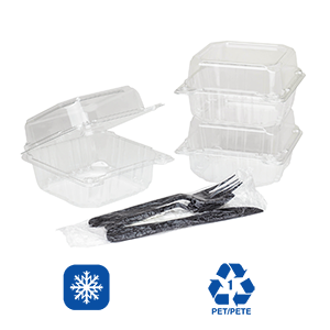 Karat FP-HC66PET-1C 6''x 6'' Pet Hinged Containers (Case of 500)