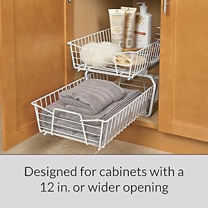 cabinet, organizer, pull out, kitchen, bathroom, laundry, two, tier, wire, basket, closetmaid