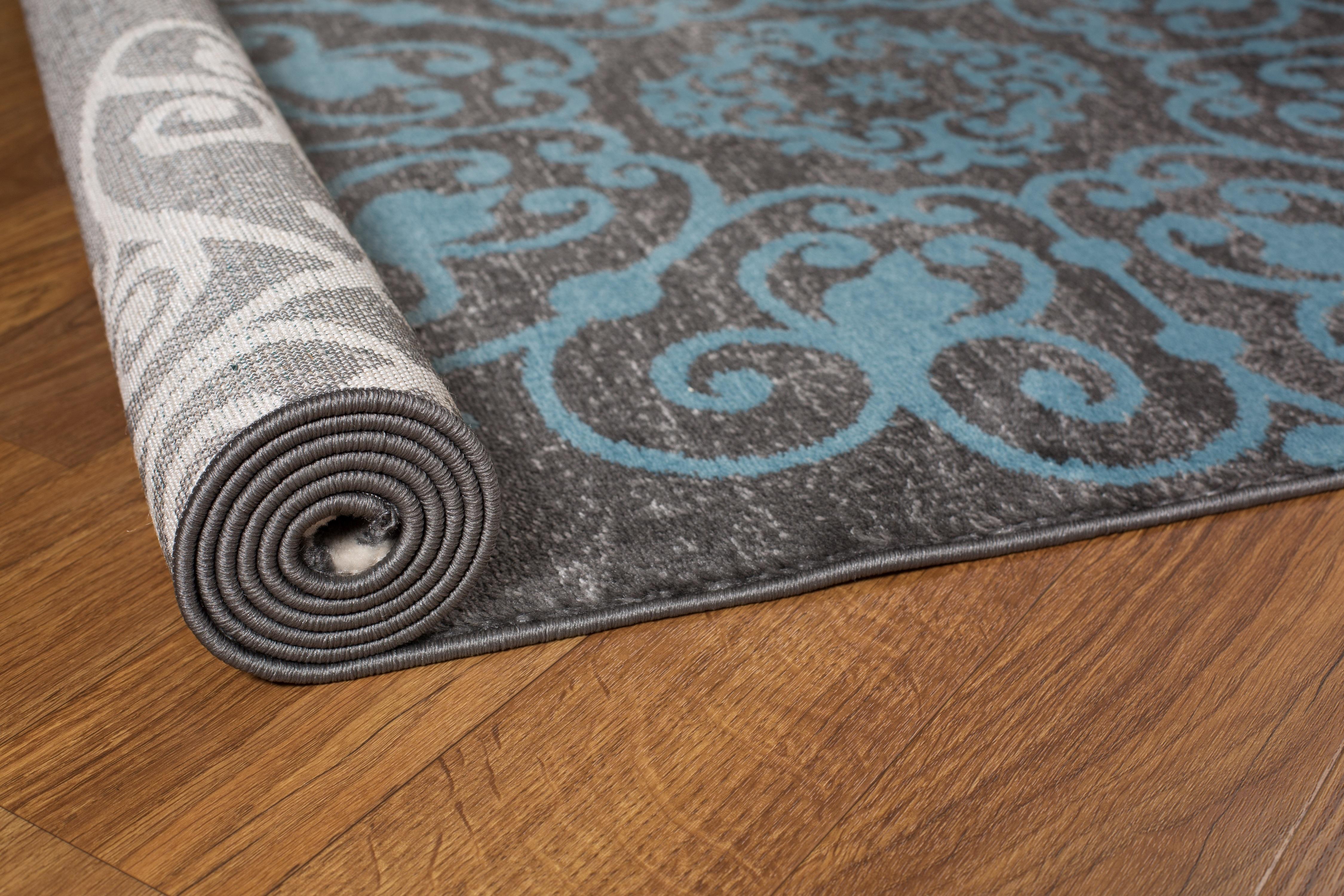 Contemporary Modern Floral Gray 5'3" x 7'3" Indoor Soft Area