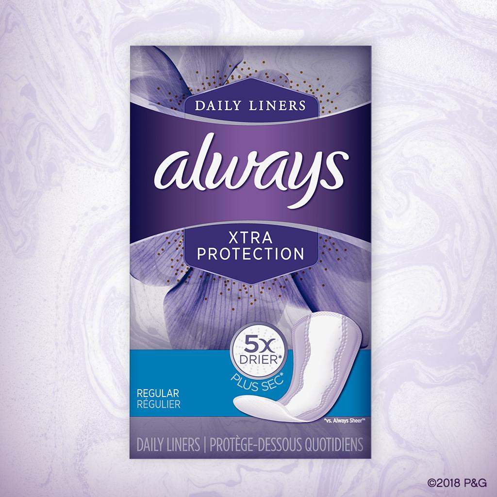 Always Xtra Protection Daily Liners, Regular, 50 Count