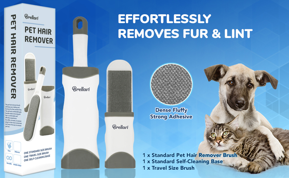Brellavi Pet Hair Remover Brush with SelfCleaning Base