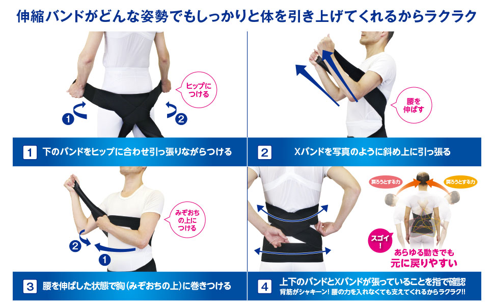 【特許取得】 poji 体幹筋サポーター / 腰痛ベルト 骨盤補正 姿勢補正 M 楽天市場】体幹筋サポーター パワーアシストバンド 体幹 腰 腰痛