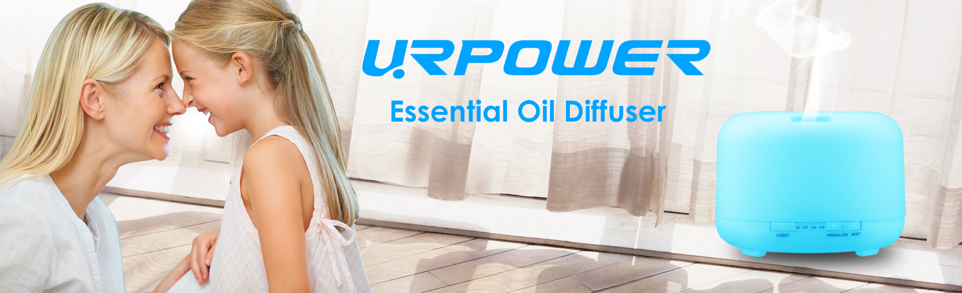 URPOWER 500ml Aromatherapy Essential Oil Diffuser Humidifier with 4 Timer Settings