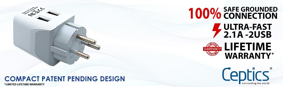 j adapter for switzerland Dual H Type Compact Israel, USB  with Travel  Input Ceptics Plug    Adapter USA  Ultra Palestine