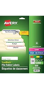 Avery Removable Filing Labels for Laser and Inkjet Printers ...