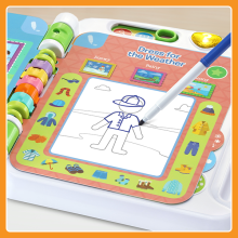 Erasable marker draws a shirt on the page showing a person dressing for the weather.