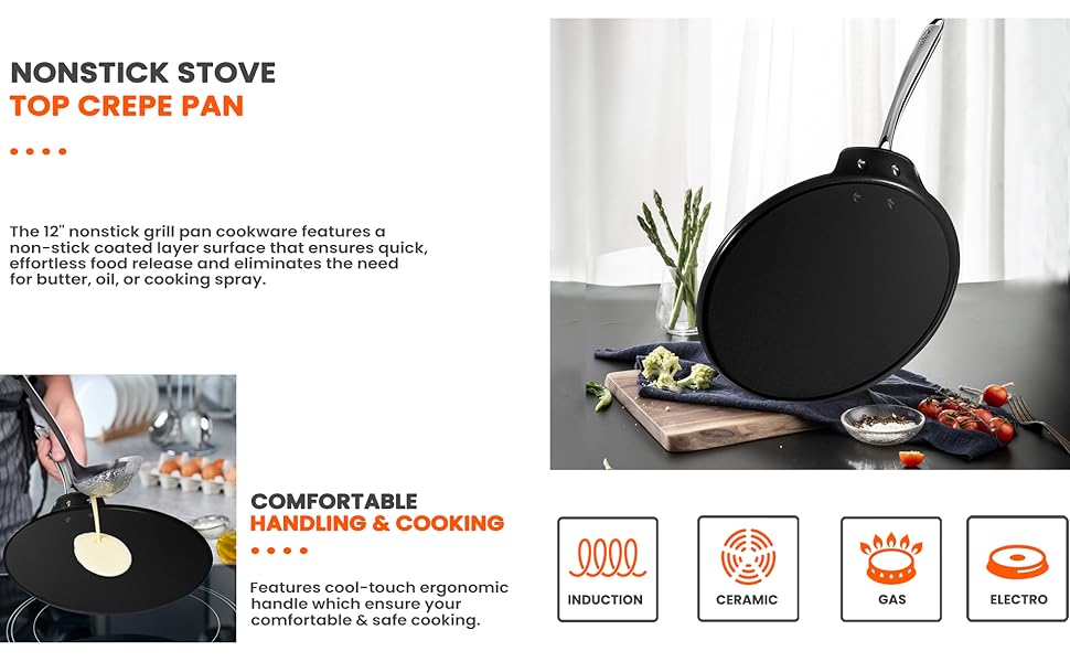 Nonstick Stove Top Crepe Pan;Crepe Pan;Crepe;Pan;Nonstick;Breakfast;griddle pan