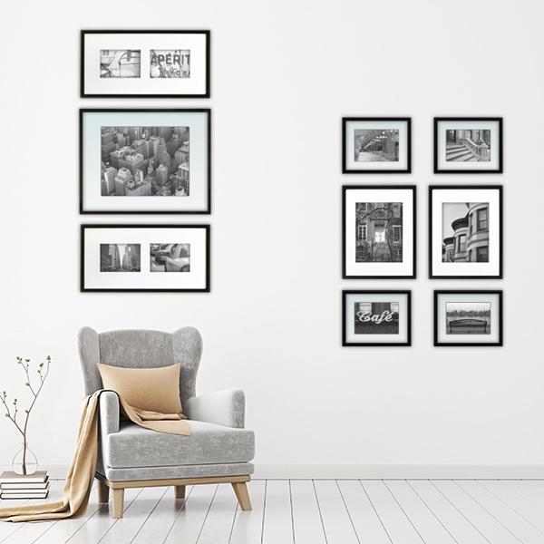 GALLERY PERFECT 9 Piece Black Wood Photo Frame Wall Gallery Kit