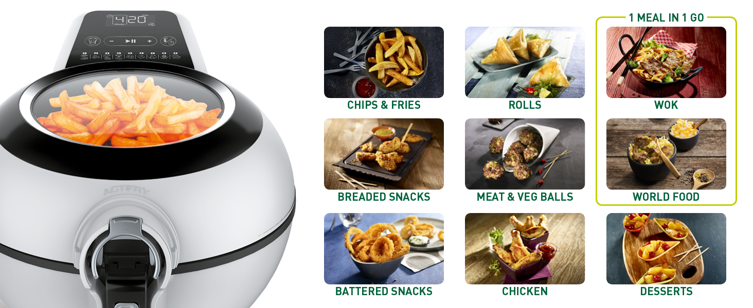 Tefal ActiFry Genius XL AH960840 Health Air Fryer, Black, 1.7 kg, 8