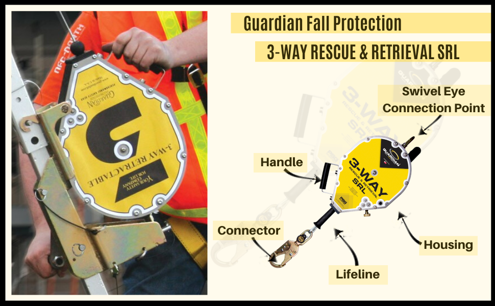Guardian Fall Protection 10974 50Foot 3Way Rescue Retrieval