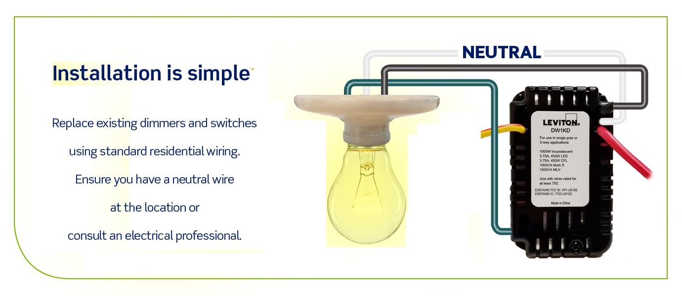 Leviton DW1KD-1BZ Decora Smart Wi-Fi 1000W Incandescent