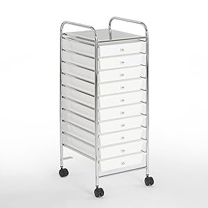 Amazon Com Urban Shop 10 Drawer Rolling Storage Cart White