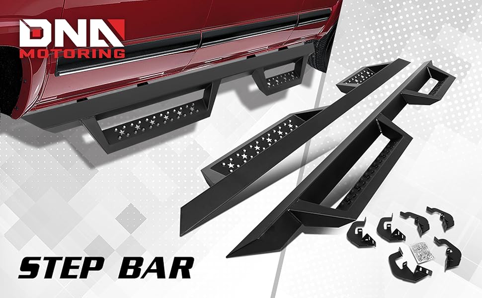 DNA MOTORING STEPBZTL8123 Pair 2.75" Square Lower Cleat Step Bar