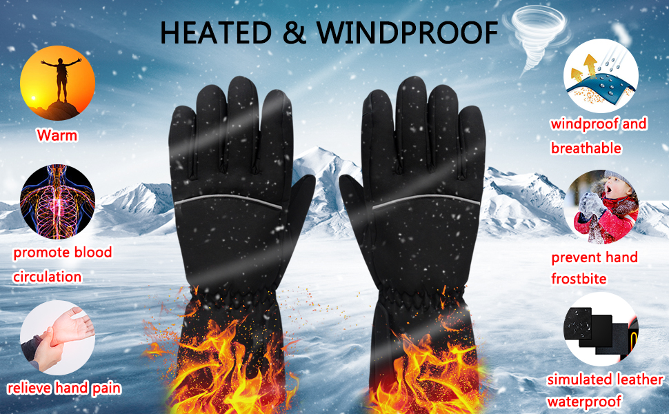 Heated Gloves for Men Women, Electric Battery Powered