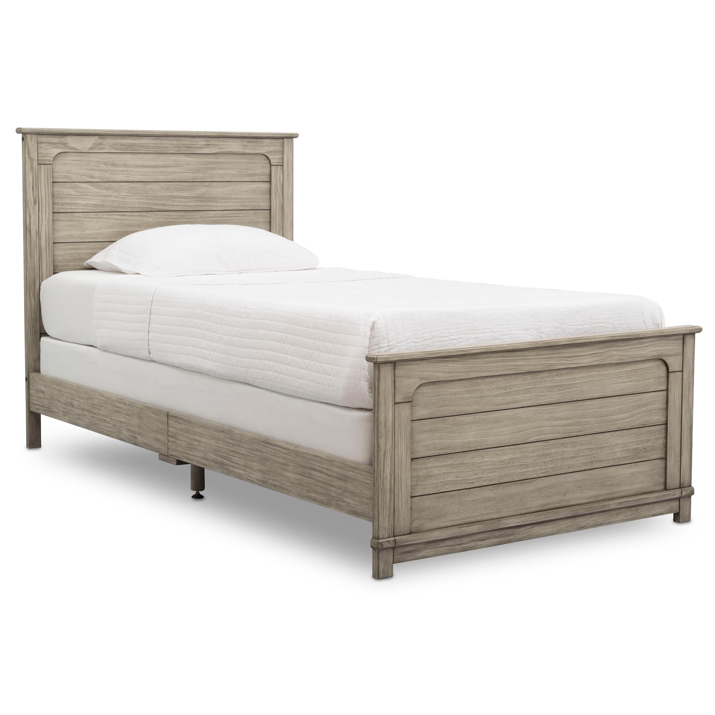 Delta Children Monterey Farmhouse Twin Bed, Rustic White Baby
