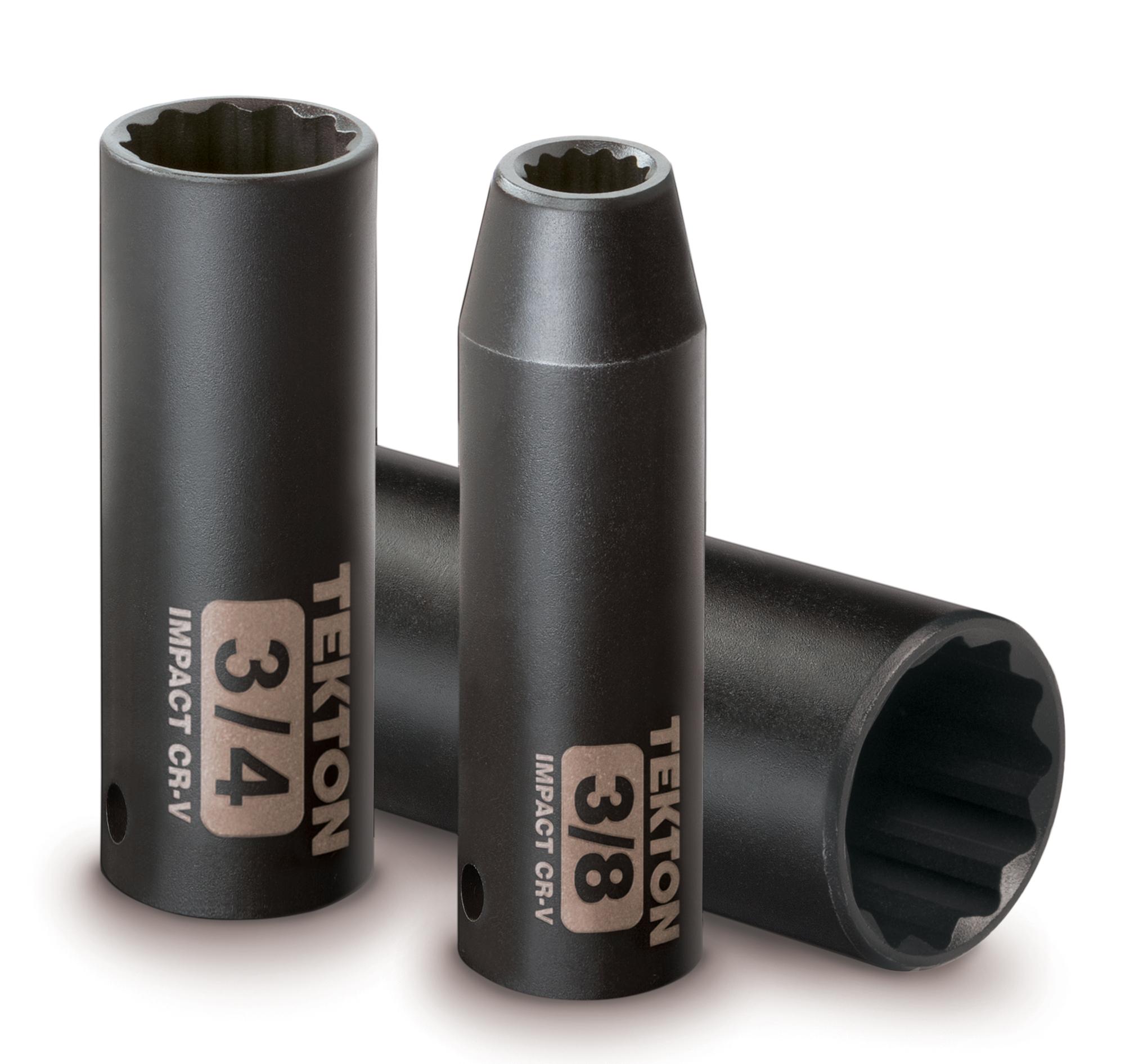 TEKTON 3/8Inch Drive Deep Impact Socket Set, Inch, CrV, 12Point, 5/