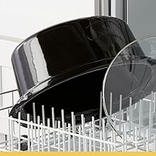 Stoneware and lid in a dishwasher