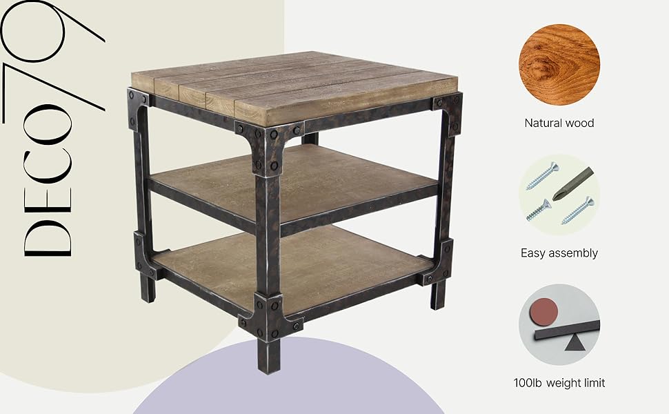 Amazon.com: Deco 79 Wood Side End Accent Table 2 Shelves End