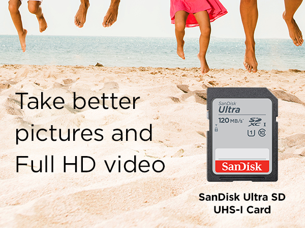 SANDISK 32GB Ultra SD Memory Card, Up to 120MB/s Read Speeds, UHS-I