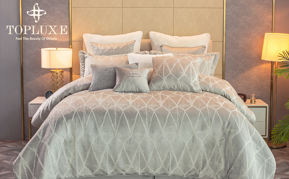 TOPLUXE 12Piece Comforter Bed in a Bag, Jacquard Comforter