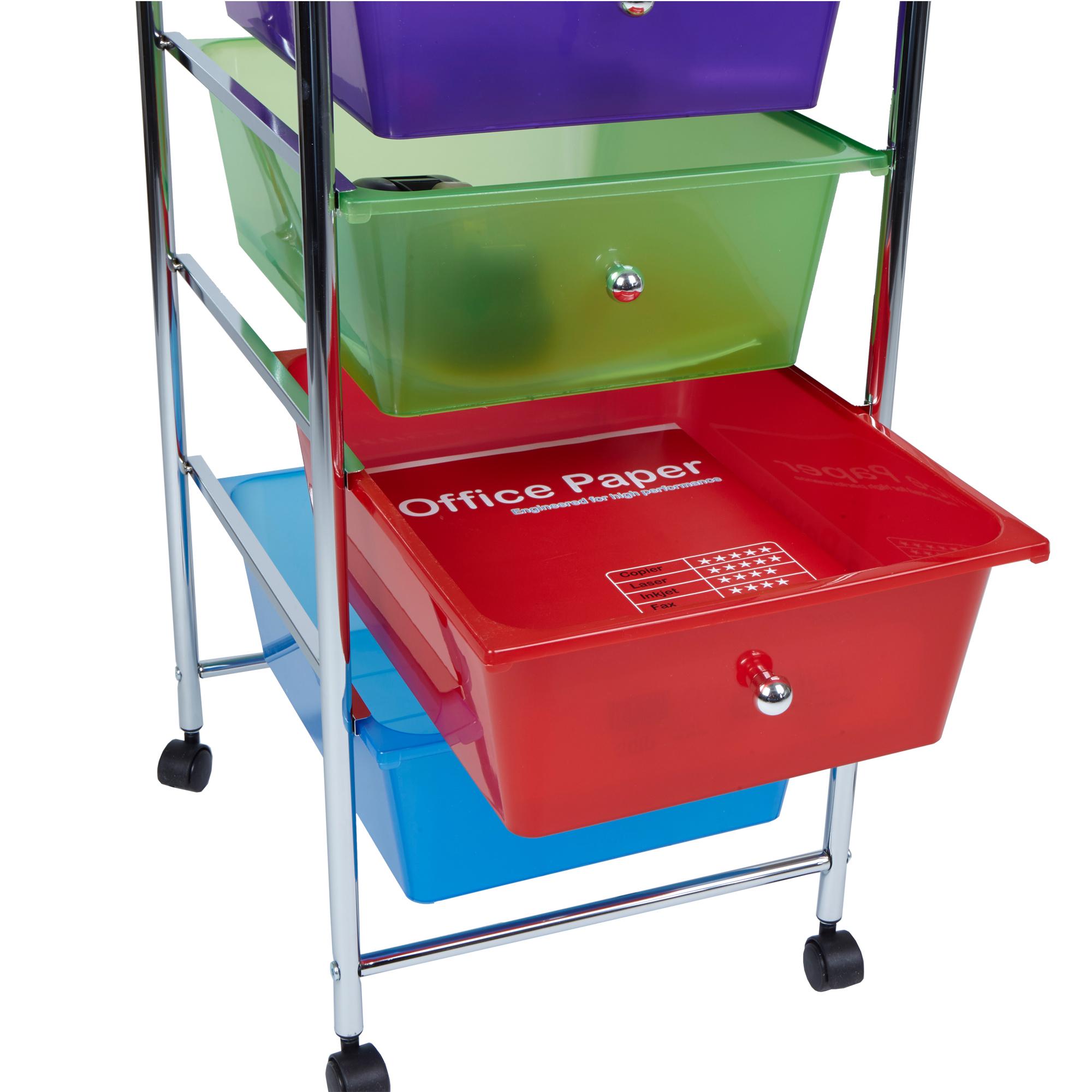 Mind Reader 3 Drawer Rolling Storage Cart and Organizer, Silver with Black Drawers