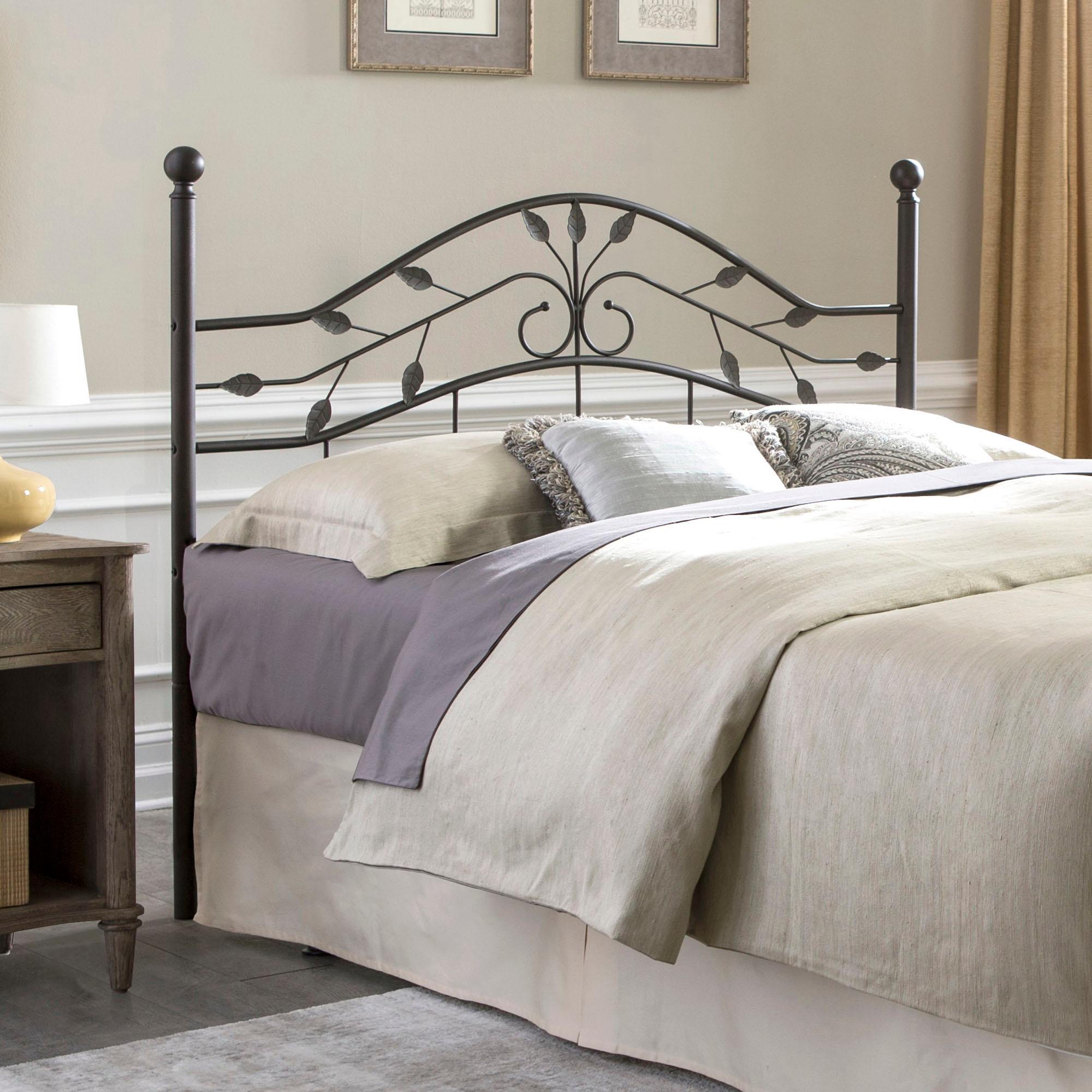 Sycamore Headboard with Arched Metal Panel and Leaf