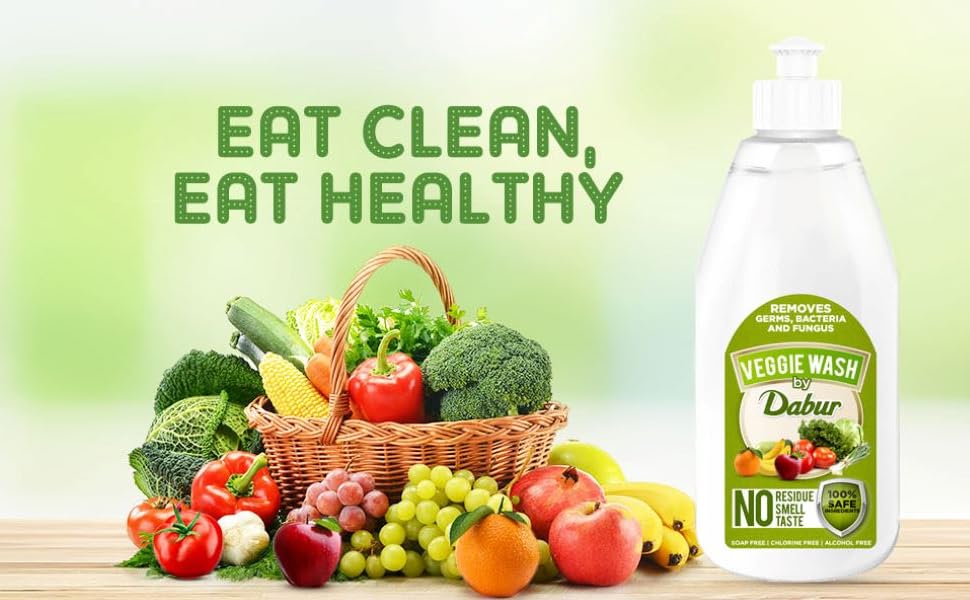 Dabur Veggie wash Fruits and Vegetables washing Liquid Removes