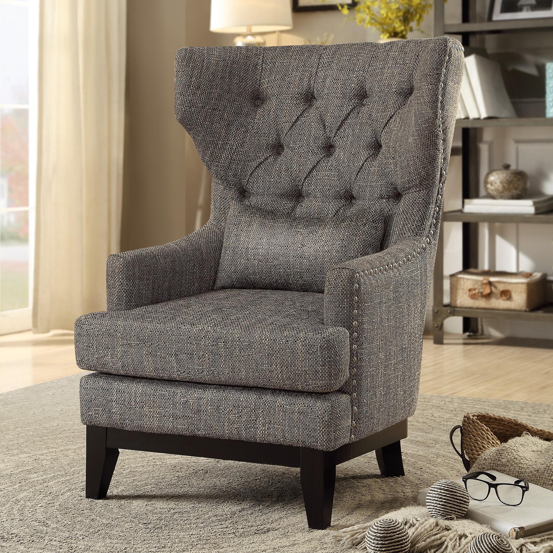 Homelegance 1217F1S Accent Chair with Kidney Pillow, Dark