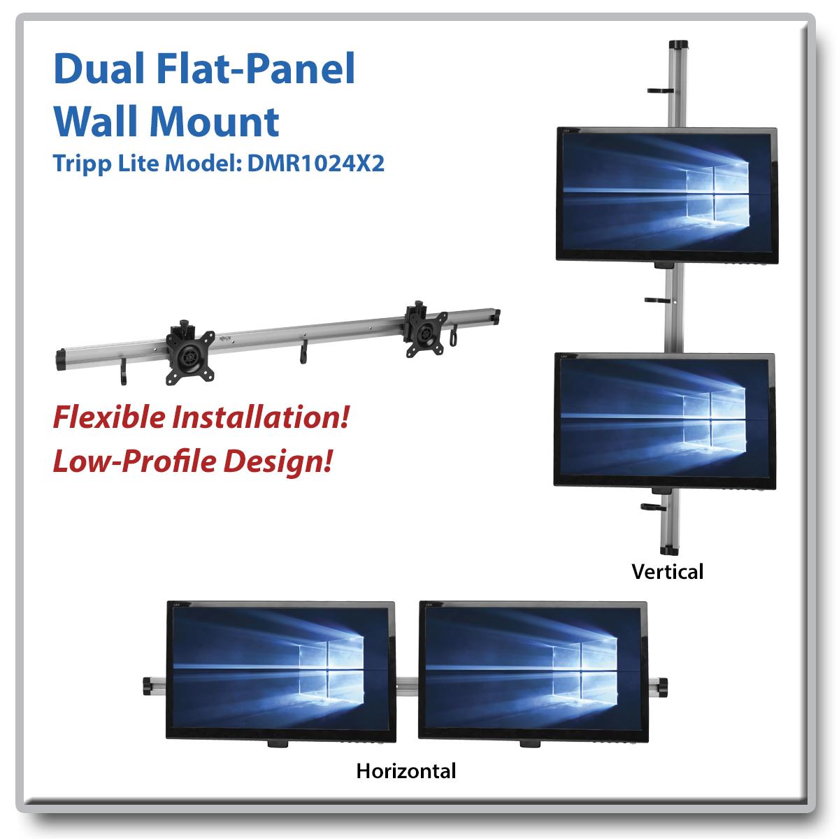 Tripp Lite Dual FlatPanel Rail Wall Mount for 2 TVs and