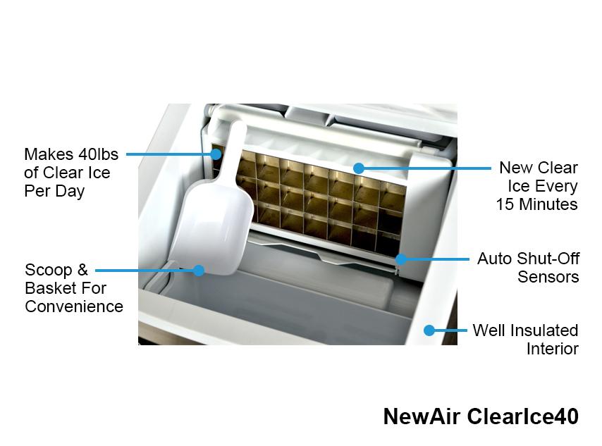 NewAir ClearIce40 Portable Countertop Clear Ice Maker Machine