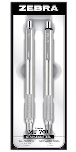 zebra stainless steel pen set, ballpoint pen and mechanical pencil set, elegant gift box