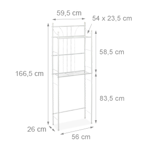 Relaxdays, White WC Regal weiß mit 2 Ablagen, Überbauregal