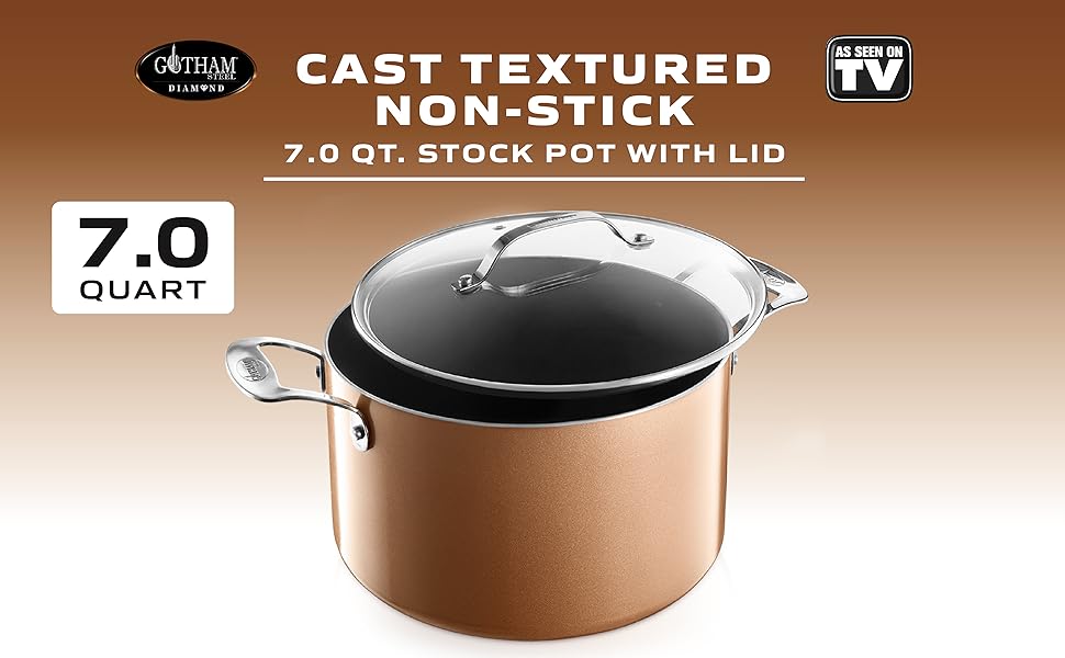 Gotham Steel Stock Pot with Ultra Nonstick Ceramic and Titanium Coating Includes