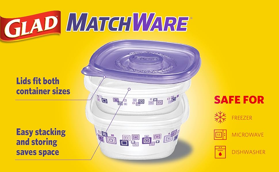 Gladware Matchware Food Storage Containers, 4 Count Rectangular