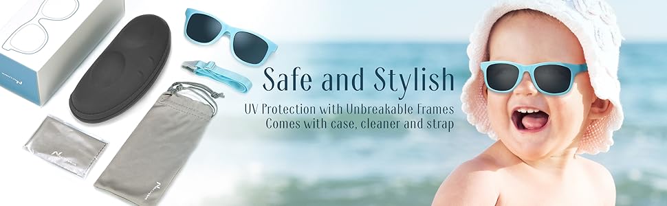 Nacuwa Baby Sunglasses Set UV Proof for Baby, Toddler, Kids Ages 0-2 Years