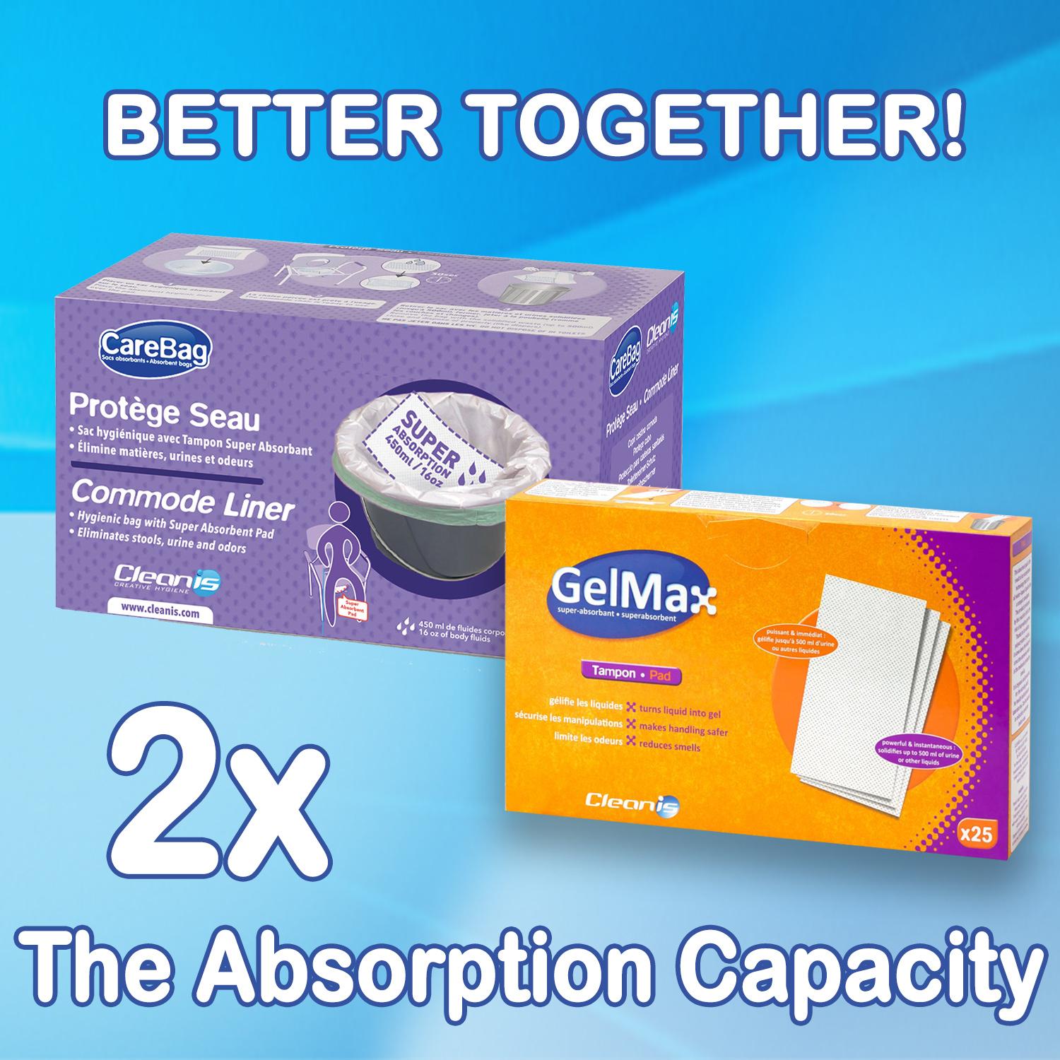 Carebag Medical Grade Commode Liners with Super Absorbent