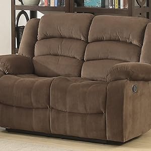 Bill Collection Modern Fabric Upholstered Living Room Reclining Loveseat 