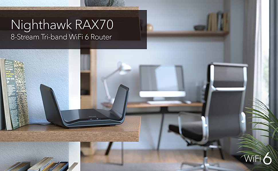 NETGEAR Nighthawk WiFi 6 Router (RAX70) 8Stream Gigabit Router, AX6600