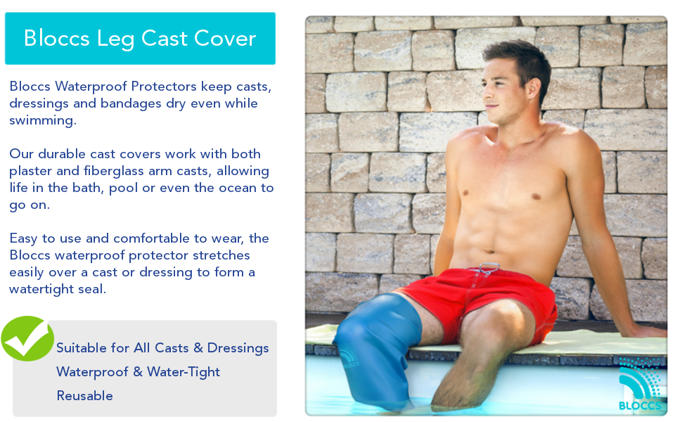 Bloccs Waterproof Cast Cover for Showering Leg, Adult Short Leg