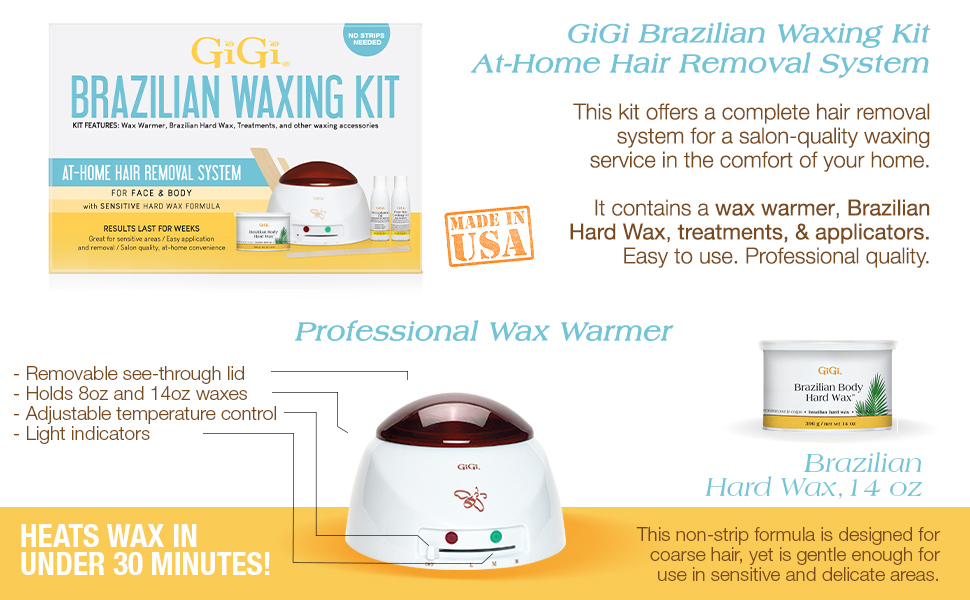 GiGi Brazilian Waxing Kit, AtHome Hair Removal System for