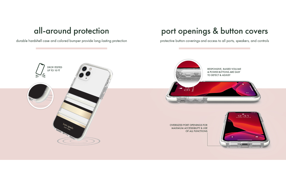 kate spade new york Defensive Hardshell Case (1-PC Comold) for iPhone 11 Pro - Park Stripe Gold Foil