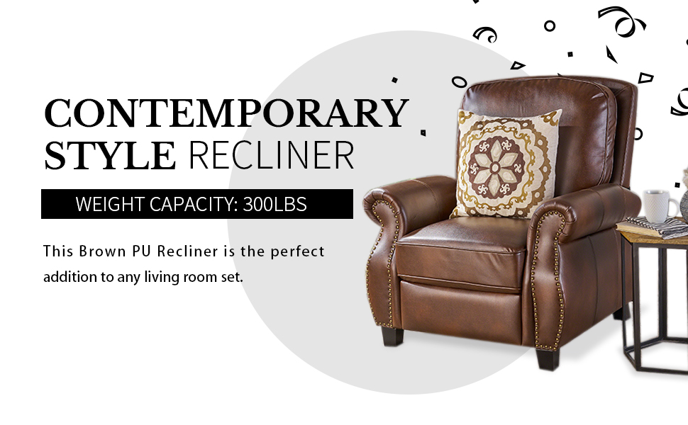 Christopher Knight Home Neville PU Push Back Recliner, 2