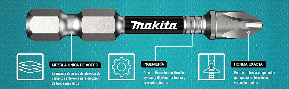 makita XPS bit mezcla unica acero ingenieria horma exacta punto broca aros pulsacion torsion