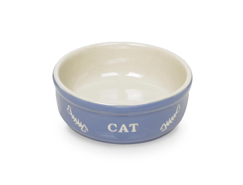 Nobby Katzen Keramikschale CAT hellblau beige  13 5 X 