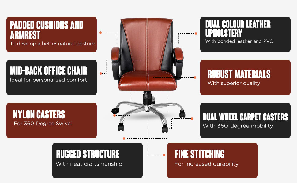 High Living MidBack Executive Revolving Office Chair Desk Chair