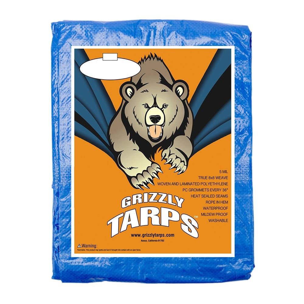 Grizzly Tarps 10 x 14 Feet Blue Multi Purpose Waterproof Poly Tarp