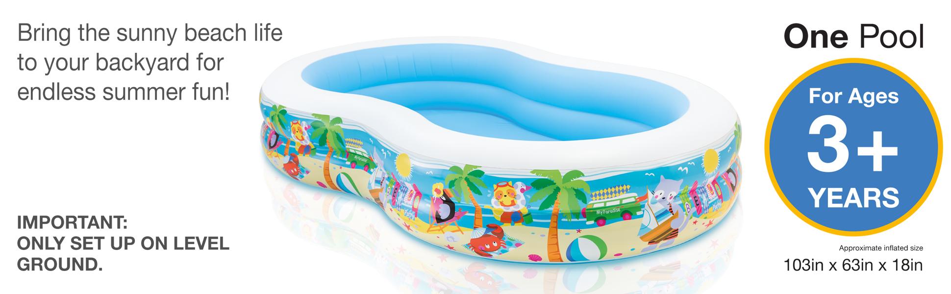 Intex Swim Center Paradise Inflatable Pool, 103" X 63" X 18", for Ages